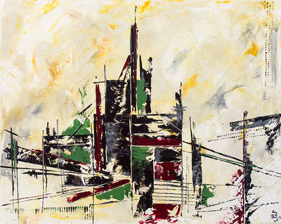 Nr. 66 - September 2013 mit Gipsapplikation - 80 x 100 x 4 - Verkauft